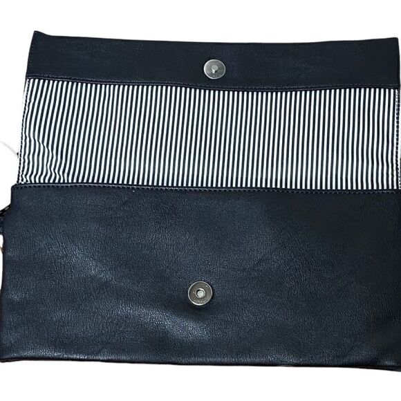 NY & Company black & white bangle purse clutch wristlet with stripes polka dots - Picture 4 of 10